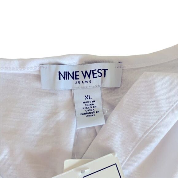 Nine West Women’s Short Sleeve Contemporary White V-Neck Top Size XL NWT - Picture 7 of 9